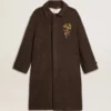 Manteau Journey pour homme à simple boutonnage en laine mélangée froissée avec broche florale