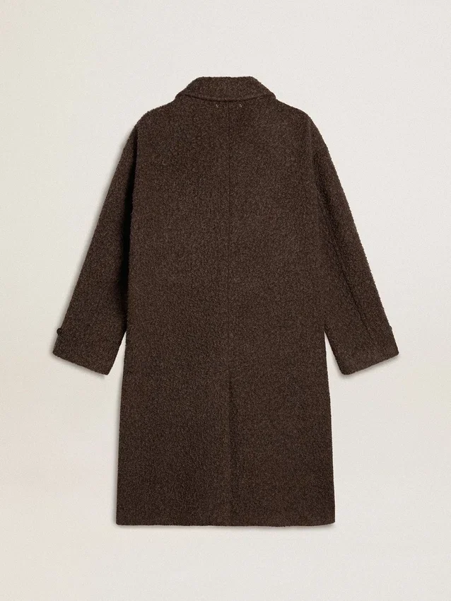 Manteau Journey pour homme à simple boutonnage en laine mélangée froissée avec broche florale