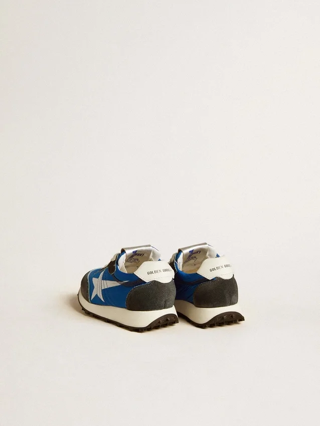 Marathon Junior en nylon bleu avec étoile imprimée et languette de talon en cuir