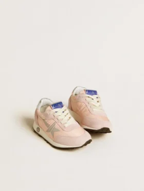 Marathon Junior en nylon rose avec étoile imprimée et languette en cuir au talon