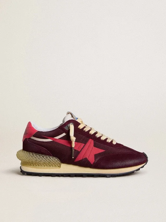 Marathon pour homme en mesh bordeaux et daim avec étoile rose imprimée