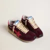 Marathon pour homme en mesh bordeaux et daim avec étoile rose imprimée