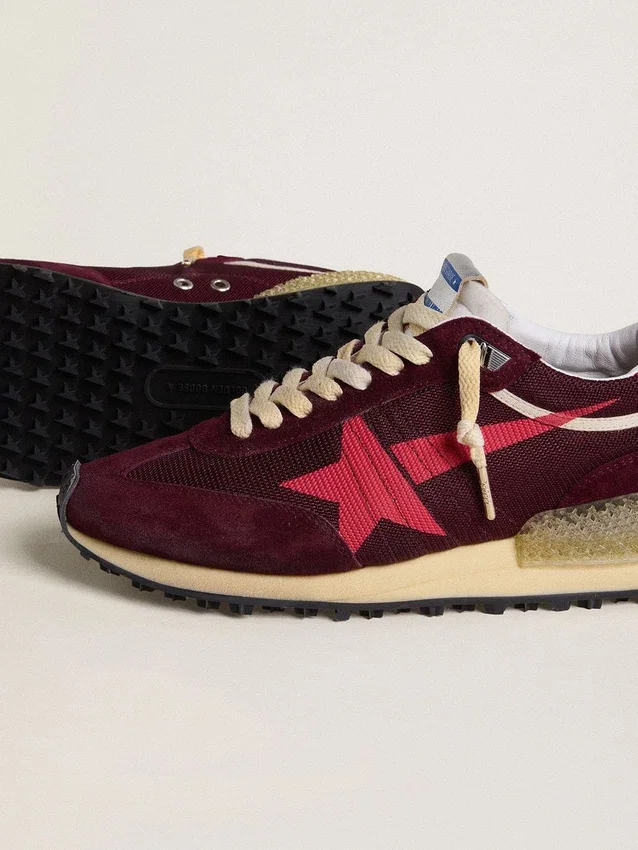 Marathon pour homme en mesh bordeaux et daim avec étoile rose imprimée