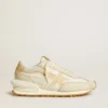 Marathon pour femme en nylon beige et cuir gris avec étoile imprimée beige