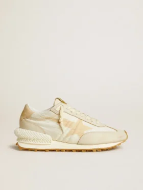 Marathon pour femme en nylon beige et cuir gris avec étoile imprimée beige