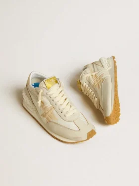 Marathon pour femme en nylon beige et cuir gris avec étoile imprimée beige