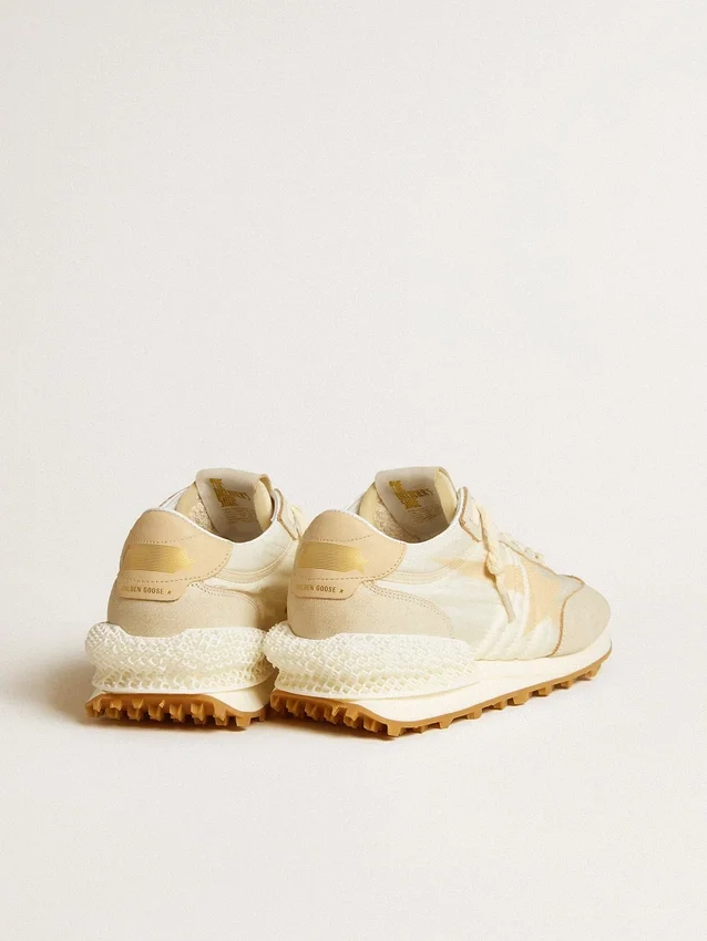 Marathon pour femme en nylon beige et cuir gris avec étoile imprimée beige
