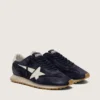 Marathon pour homme en daim bleu marine avec étoile et languette de talon en cuir blanc