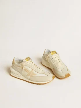 Marathon pour homme en nylon beige et cuir gris avec étoile imprimée beige