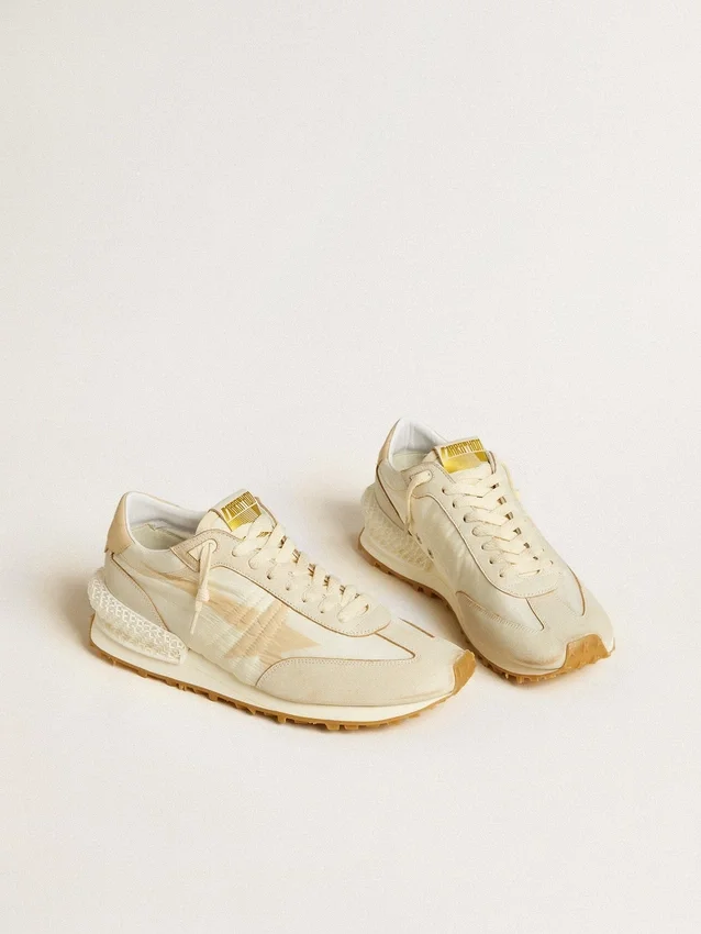 Marathon pour homme en nylon beige et cuir gris avec étoile imprimée beige