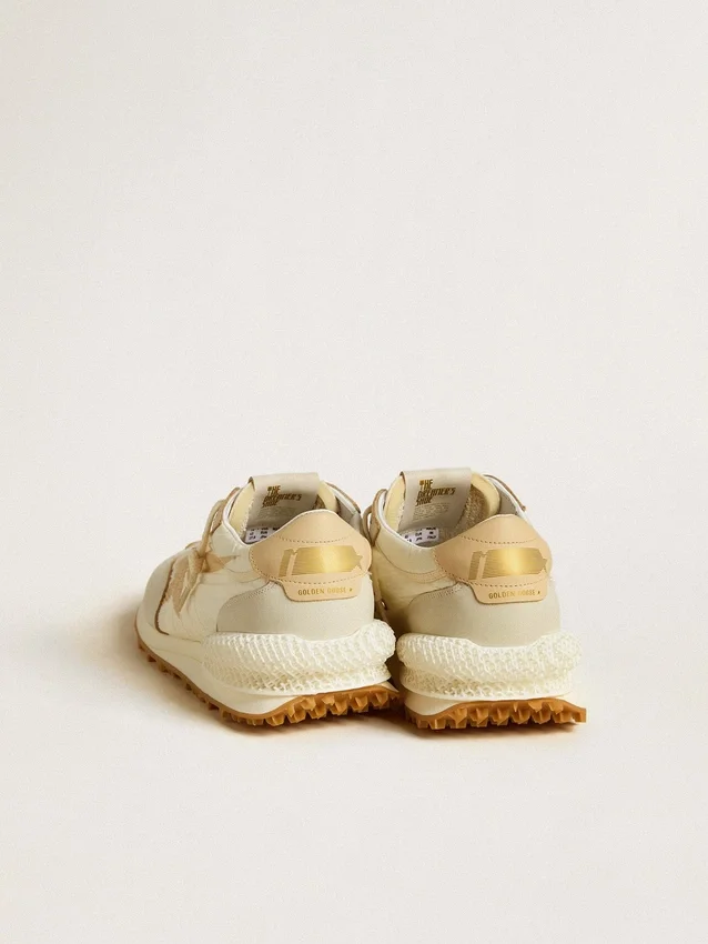 Marathon pour homme en nylon beige et cuir gris avec étoile imprimée beige
