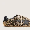 Marathon Speed pour femme en cuir de poney beige et noir à imprimé léopard, avec une étoile en cuir noir