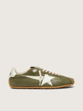 Marathon Speed pour femme en cuir vert olive avec étoile crème