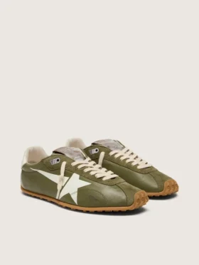 Marathon Speed pour femme en cuir vert olive avec étoile crème