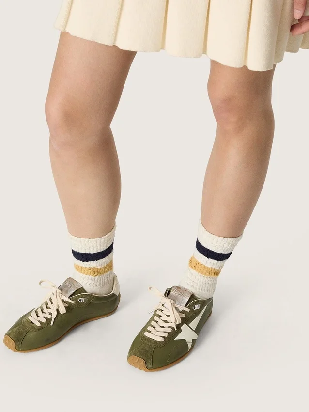 Marathon Speed pour femme en cuir vert olive avec étoile crème