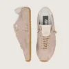 Marathon Speed pour femme en daim rose avec étoile perforée et languette de talon en cuir blanc