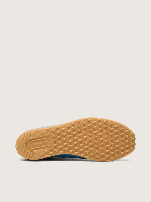 Marathon Speed pour femme en nappa bleu avec étoile imprimée et languette de talon en cuir argenté