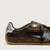 Marathon Speed pour homme en cuir avec imprimé serpent marron, étoile noire et languette de talon en cuir argenté