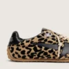Marathon Speed pour homme en cuir de poney beige et noir à imprimé léopard, avec une étoile en cuir noir