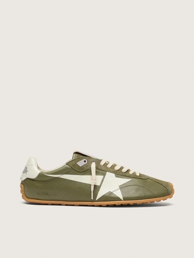 Marathon Speed pour homme en cuir vert olive avec étoile crème
