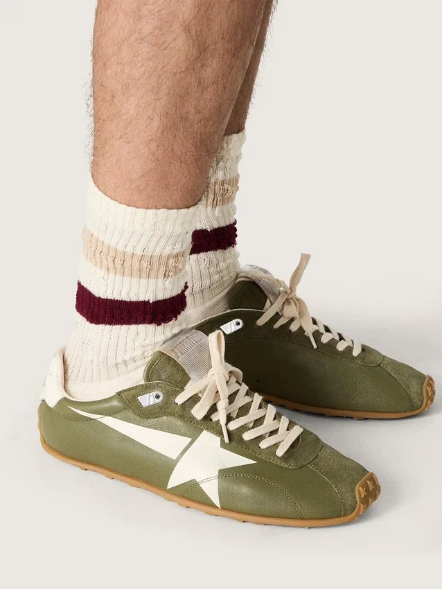 Marathon Speed pour homme en cuir vert olive avec étoile crème