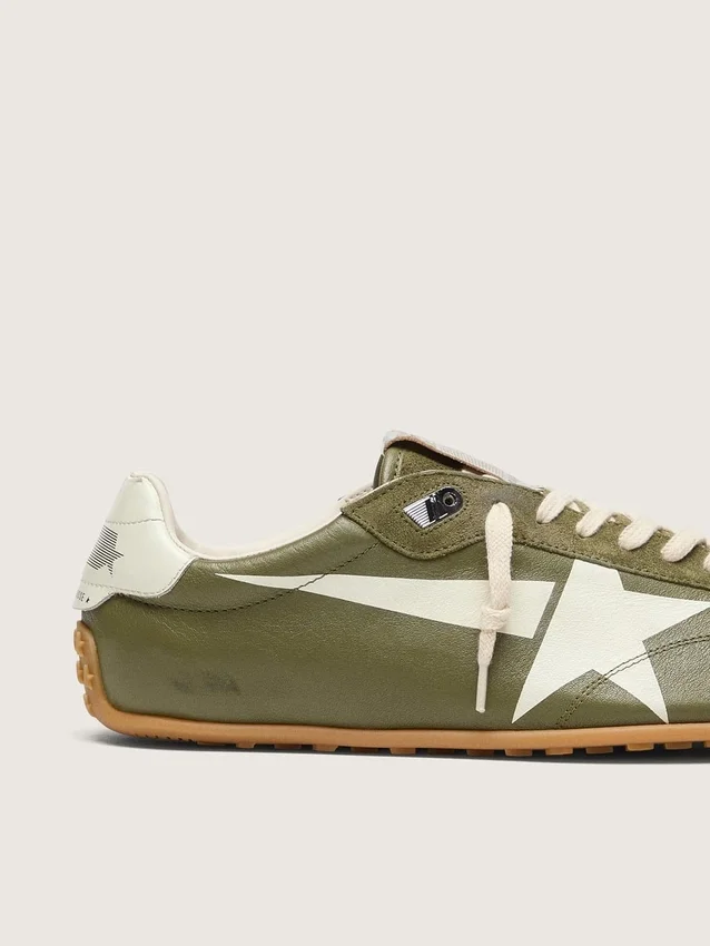Marathon Speed pour homme en cuir vert olive avec étoile crème