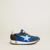 Marathon Young en nylon bleu avec étoile imprimée et languette en cuir au talon