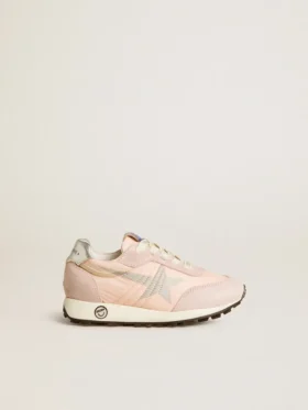 Marathon Young en nylon rose avec étoile imprimée et languette en cuir au talon