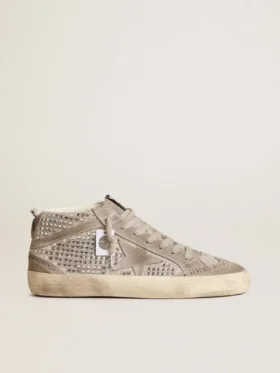 Mid Star en daim argenté avec cristaux Swarovski et étoile en daim
