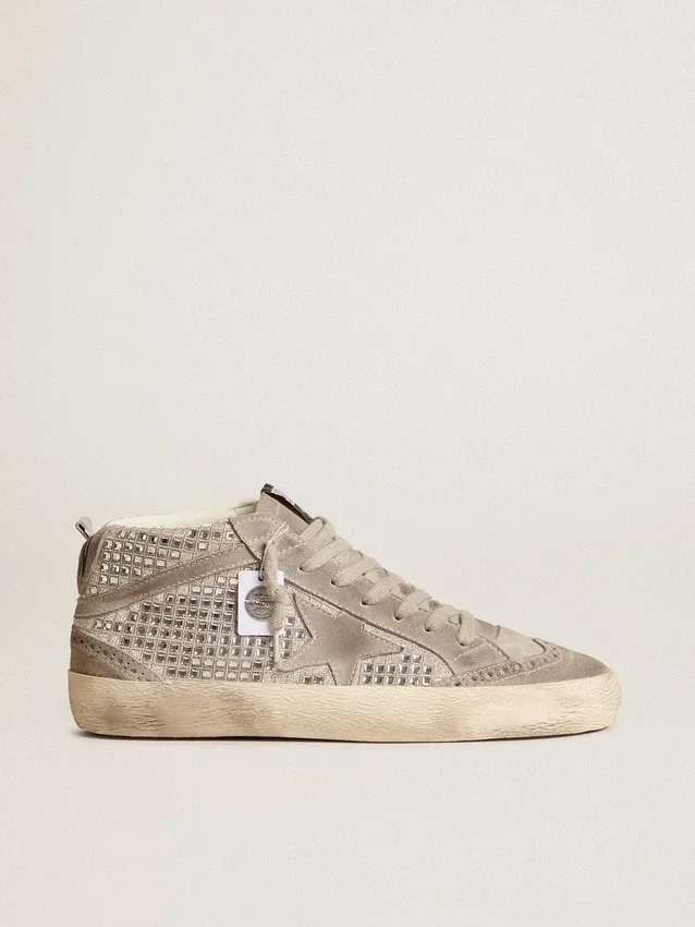 Mid Star en daim argenté avec cristaux Swarovski et étoile en daim