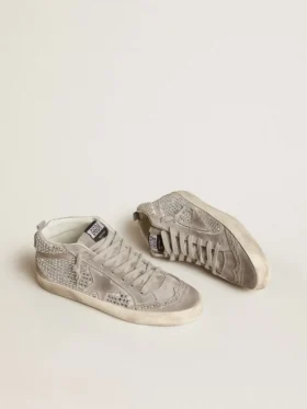 Mid Star en daim argenté avec cristaux Swarovski et étoile en daim