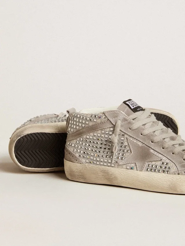 Mid Star en daim argenté avec cristaux Swarovski et étoile en daim