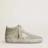 Mid Star en daim gris clair avec étoile en cuir blanc