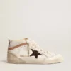 Mid Star en nappa avec étoile pailletée et empiècement en cuir nude