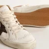 Mid Star en nappa avec étoile pailletée et empiècement en cuir nude