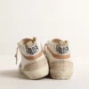 Mid Star en nappa avec étoile pailletée et empiècement en cuir nude