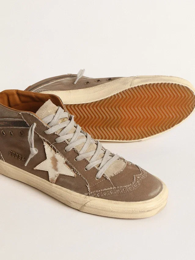 Mid Star en toile verte avec étoile en cuir et bande noire