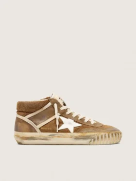 Mid Star LAB pour femme en daim couleur rouille avec une étoile en cuir blanc