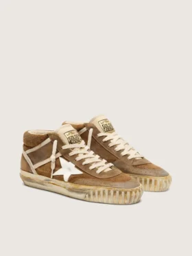 Mid Star LAB pour femme en daim couleur rouille avec une étoile en cuir blanc