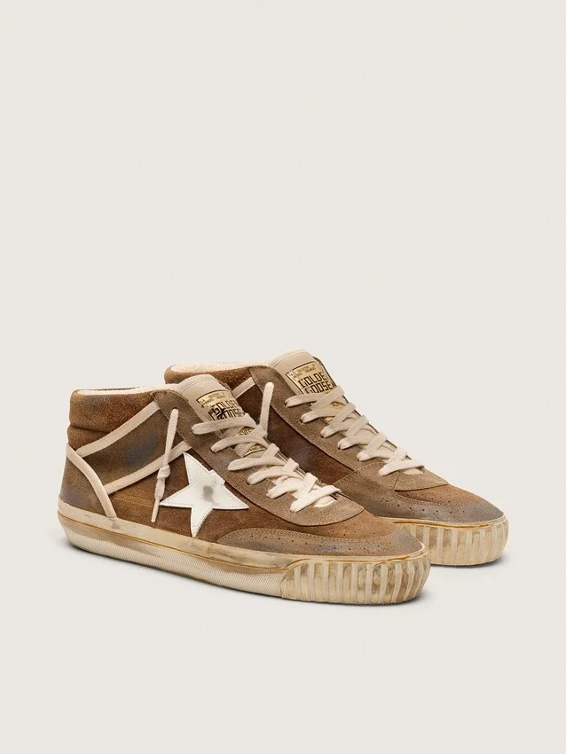 Mid Star LAB pour homme en daim couleur rouille avec étoile en cuir blanc