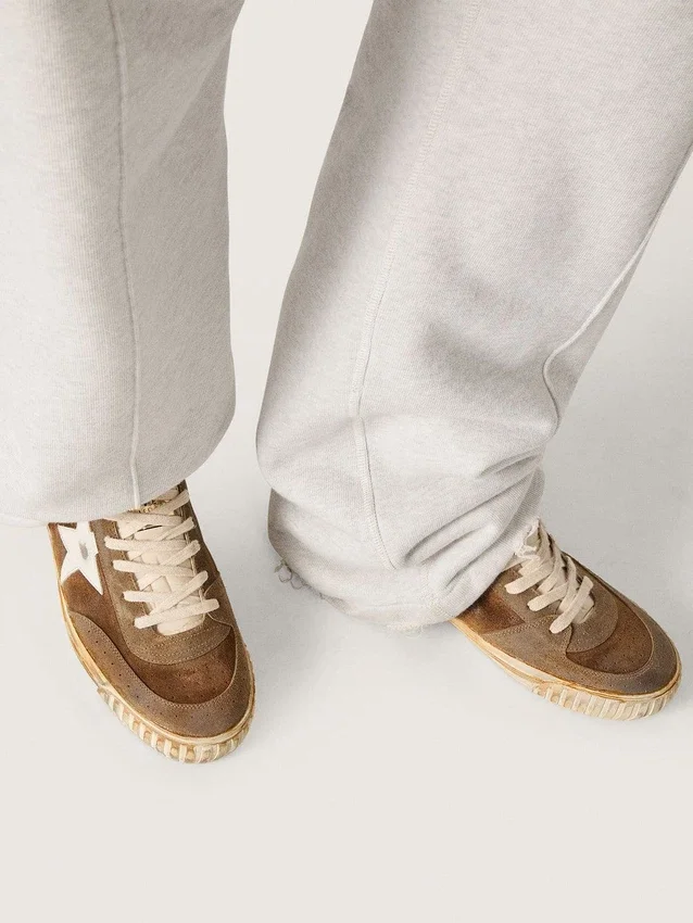 Mid Star LAB pour homme en daim couleur rouille avec étoile en cuir blanc
