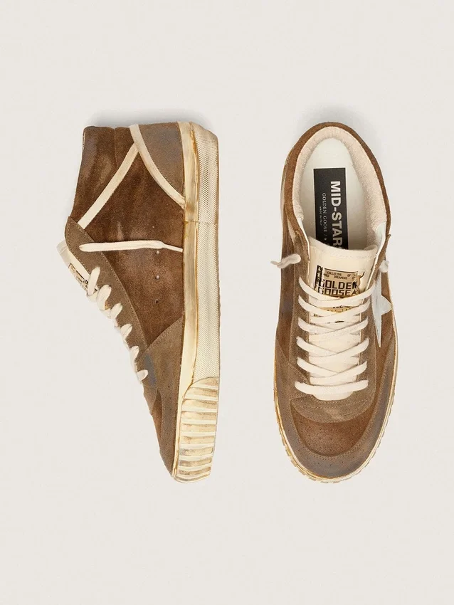Mid Star LAB pour homme en daim couleur rouille avec étoile en cuir blanc