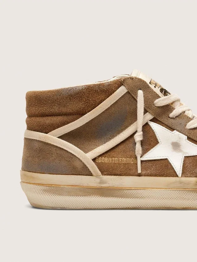 Mid Star LAB pour homme en daim couleur rouille avec étoile en cuir blanc