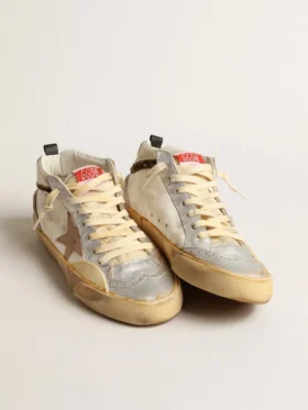 Mid Star LTD avec empiècements en cuir métallisé argenté et étoile rose