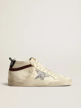 Mid Star LTD en cuir nappa blanc avec étoile pailletée argentée
