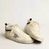 Mid Star LTD en cuir nappa blanc avec étoile pailletée argentée