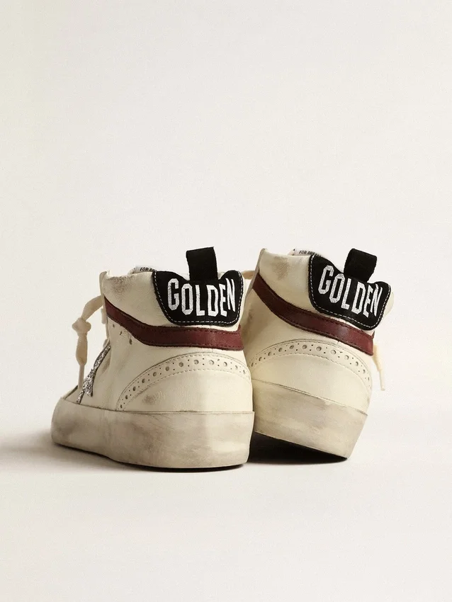 Mid Star LTD en cuir nappa blanc avec étoile pailletée argentée