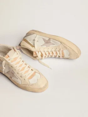 Mid Star pour femme avec étoile en daim gris clair et reflets dorés