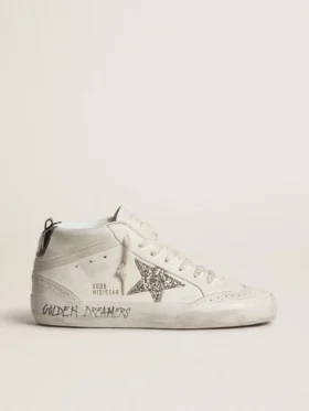 Mid Star pour femme avec étoile pailletée argentée et languette de talon laminée noire