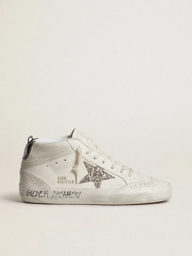 Mid Star pour femme avec étoile pailletée argentée et languette de talon laminée noire